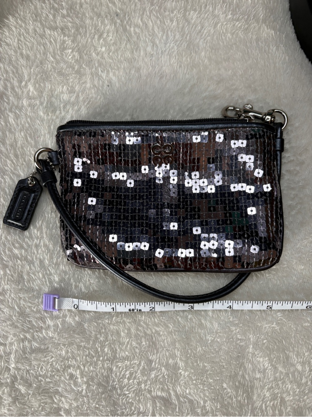 Coach Poppy Sequin Wristlet Clutch in Black - Picture 2 of 12